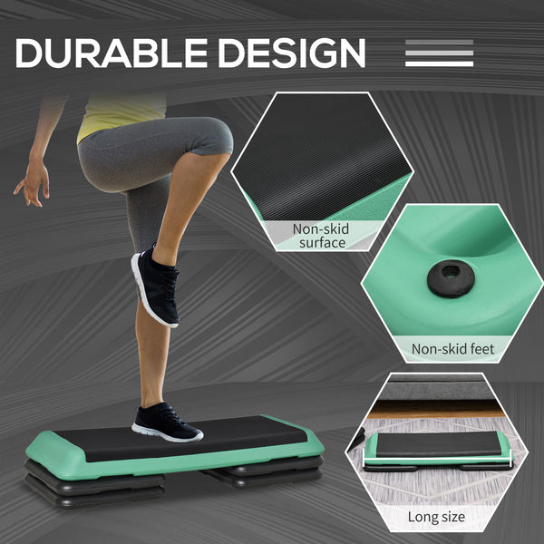 43" 3-Level Adjustable Aerobic Stepper Black and Green