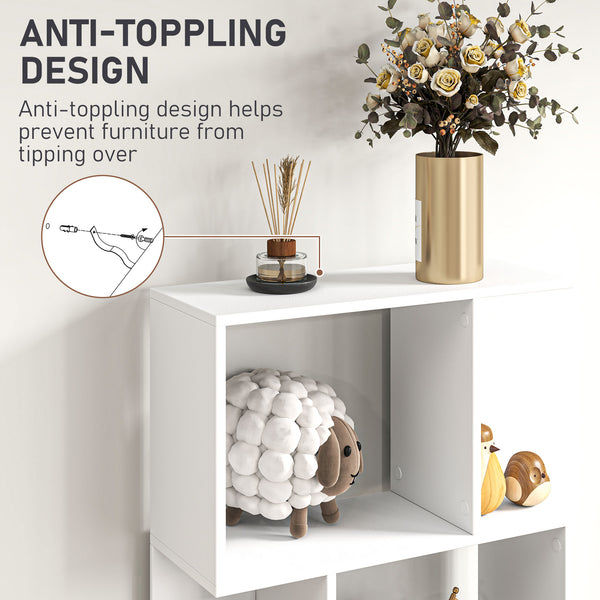 5-Tier S-Shaped Geometric Bookcase, White