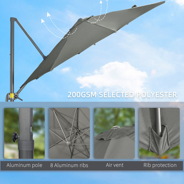 9.6-foot cantilever umbrella, grey