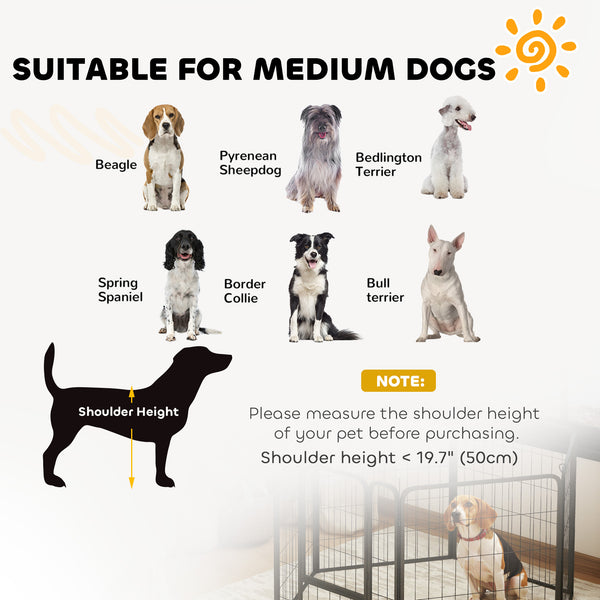 Heavy Duty Dog Playpen, 6 Panels for Outdoor and Indoor Use with Door and Strap, 80cm Height, Portable and Foldable
