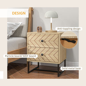 Modern bedside table with drawers and metal legs