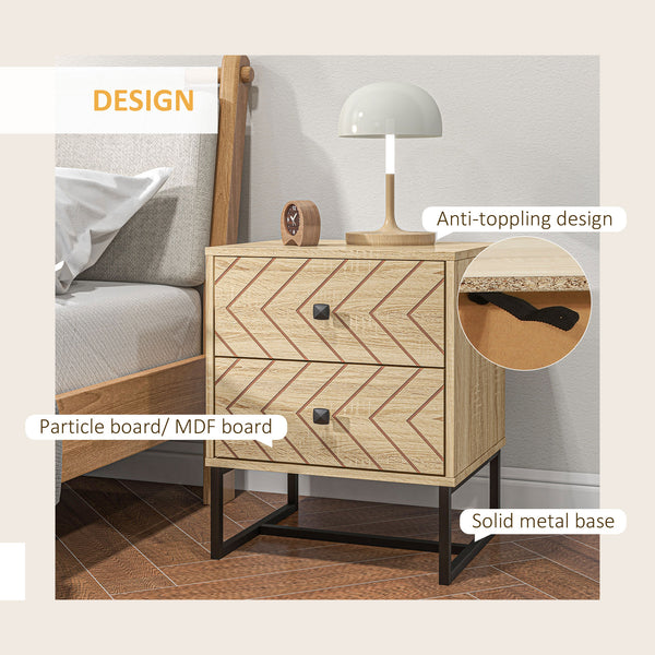 Modern bedside table with drawers and metal legs