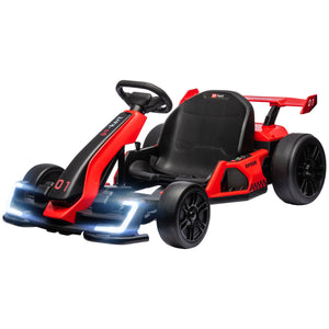 24V Electric Go-Kart with Adjustable Seat and Safety Belt, Red