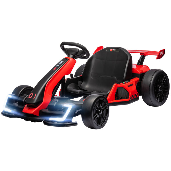 24V Electric Go-Kart with Adjustable Seat and Safety Belt, Red