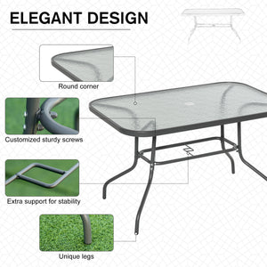 Metal garden table with parasol hole