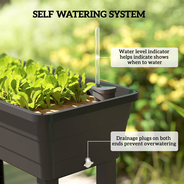 Raised garden bed with automatic watering, transparent lid and ventilation