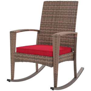 Outdoor synthetic rattan rocking chair, burgundy