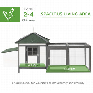 77" Chicken Coop with Nesting Box and Outdoor Run