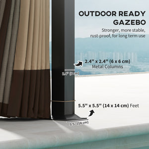 11' x 13' Gazebo, Double Roof, with Mosquito Netting and Curtains, Galvanized Metal Frame, Khaki