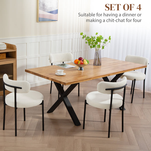 Set of 4 modern kitchen chairs with beige corduroy upholstery