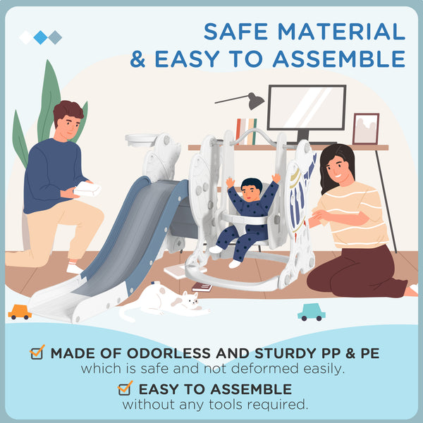 3 in 1 Kids Slides with Basketball Hoop, Space Theme