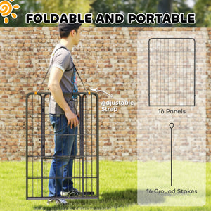 16-Panel Dog Playpen with Straps, Portable &amp; Self-Assembly, for Large Dogs, 99cm Height