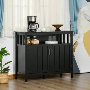 Buffet with 2 doors and adjustable shelves for kitchen and dining room, black