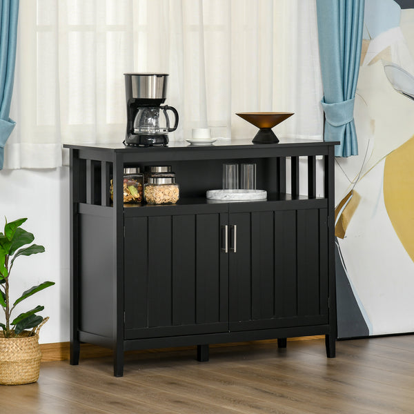 Buffet with 2 doors and adjustable shelves for kitchen and dining room, black
