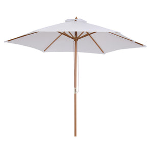 9' x 8' H Patio Umbrella, Hardwood Frame, Outdoor Beach Umbrella, White