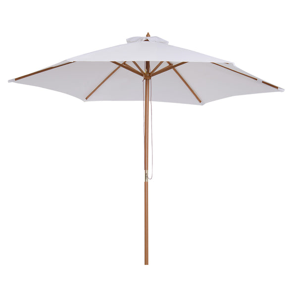 9' x 8' H Patio Umbrella, Hardwood Frame, Outdoor Beach Umbrella, White