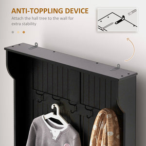 3-in-1 Hallway Unit with Coat Rack, Black 