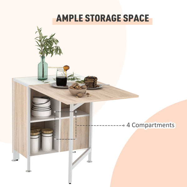 Multi-purpose folding dining table with retractable shelves