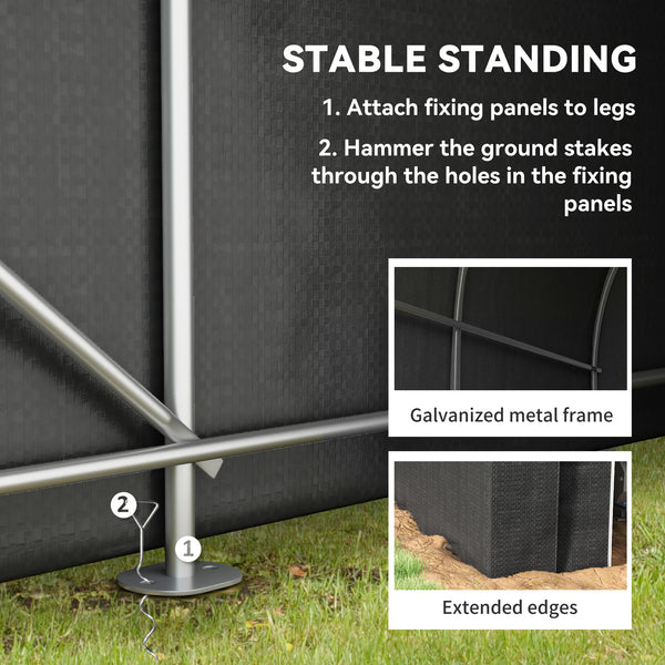 Heavy-duty and portable 5 x 8 galvanized steel motorcycle shelter, black