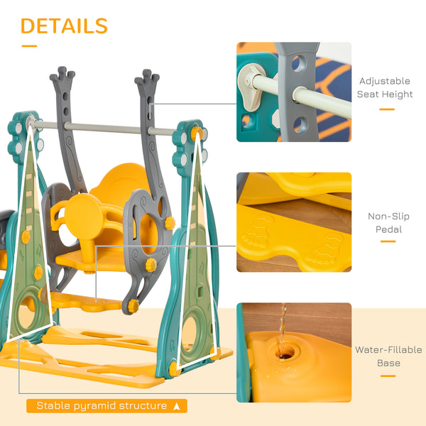 4-in-1 Slide and Swing Set for Kids