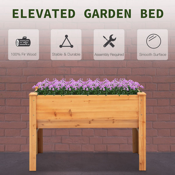 Tall outdoor planter with hooks, natural wood