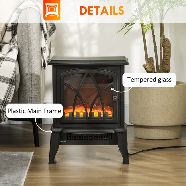 750W/1500W Black Electric Fireplace Stove