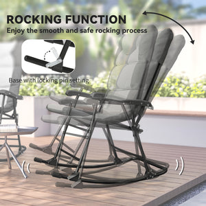 3-Piece Outdoor Folding Rocking Chair Set, Light Grey