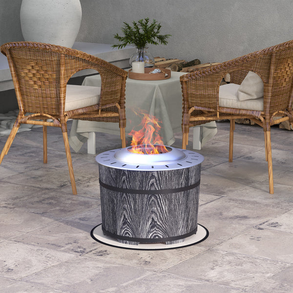 Smoke-free wood-burning fireplace with rug