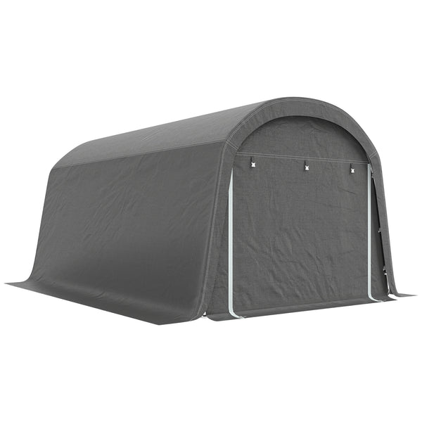 Portable garden shed with roll-up zip door, dark grey