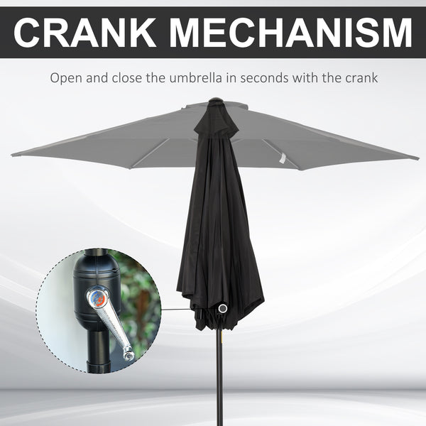8.5-foot round parasol with crank and tilting canopy, black 