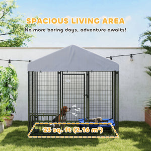 Kennel with waterproof cover, swivel and adjustable bowls on 4 levels