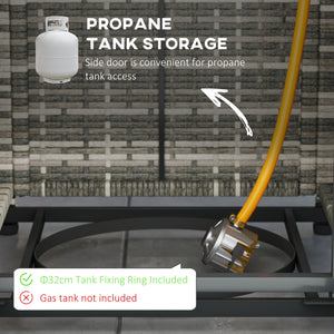 28" Propane Gas Fire Pit Table with 40,000 BTU Rattan Rain Cover, Mesh Lid, Lava Rock, Grey Blend