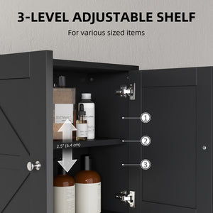 Bathroom Medicine Cabinet with Barn Doors and Adjustable Shelf, Black