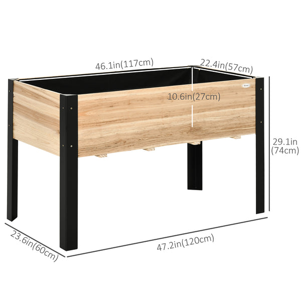 Raised wooden planter with metal legs
