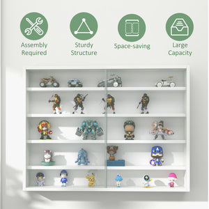 5-tier display cabinet with 2 glass doors and 4 adjustable shelves, white