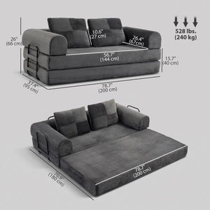 5-in-1 modular corduroy sofa bed, dark grey