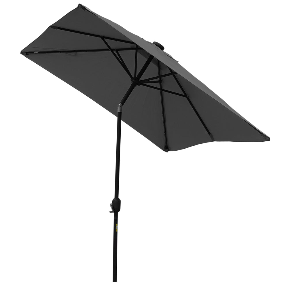 9.7-foot patio umbrella with 22 solar LED lights and tilt, dark gray