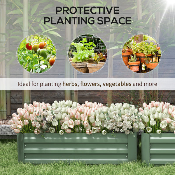 Set of 2 raised steel planters, green