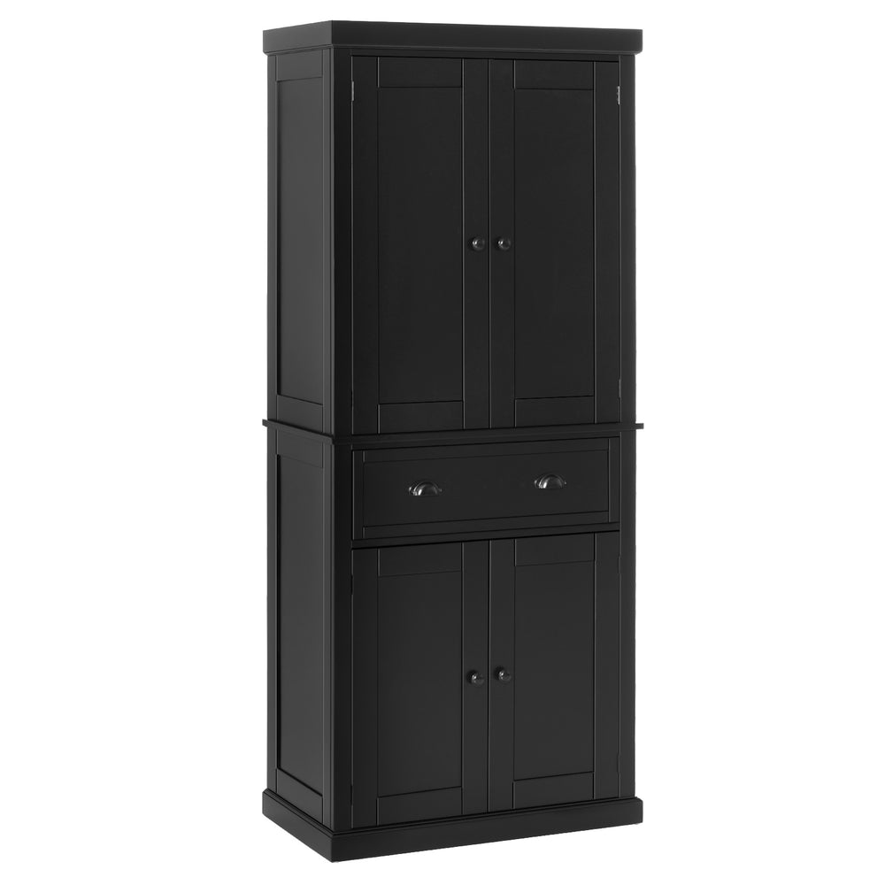 Tall kitchen cabinet with drawer and adjustable shelves, black