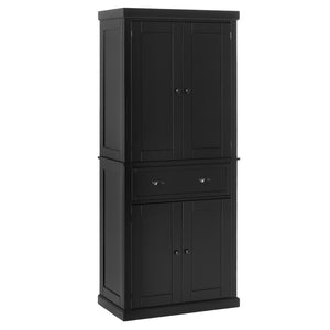 Tall kitchen cabinet with drawer and adjustable shelves, black