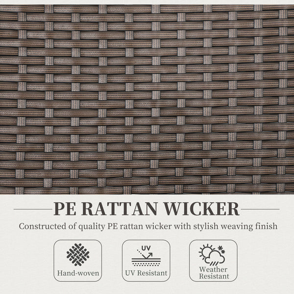 Folding Wicker Dining Chair with Steel Frame, Armrests and Backrest, Brown