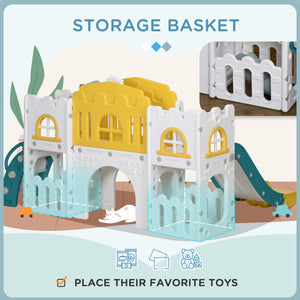 7-in-1 Toddler Slide with Yellow Basketball Hoop