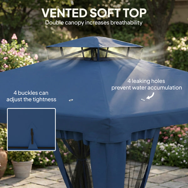 10 x 10 ft gazebo with mosquito netting, dark blue