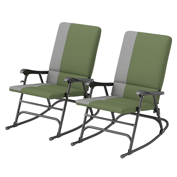Set of 2 folding rocking chairs, green