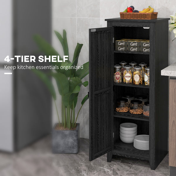 Storage cabinet with barn door and adjustable shelves, black