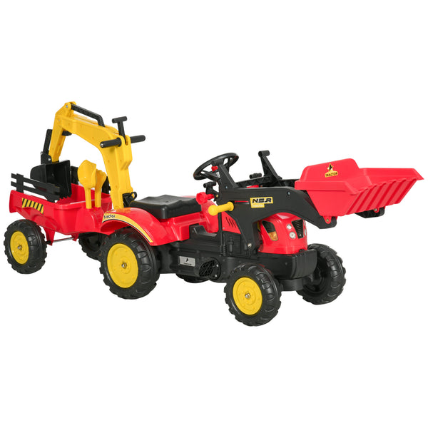 3-in-1 6-wheel excavator with controllable loading trailer