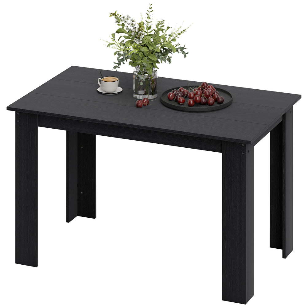 Kitchen table for 4 to 6 people, wood effect, black
