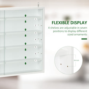 5-tier display cabinet with 2 glass doors and 4 adjustable shelves, white