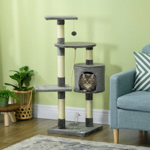 46-inch Multi-Level Cat Tree for Large Adult Cats with Toys and Condo, Gray