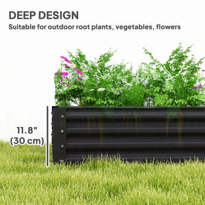 Reinforced galvanized raised planter with open bottom, dark grey